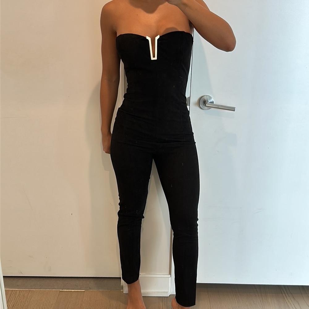 JLUXLABEL SUEDE BLACK JUMPSUIT - size medium